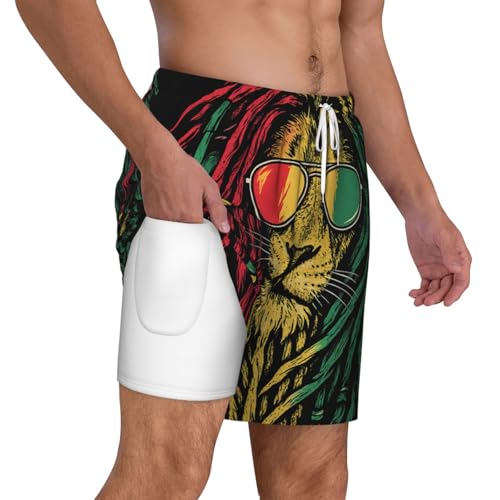Bañador de hombre con estampado de león y gafas transpirable para playa 6