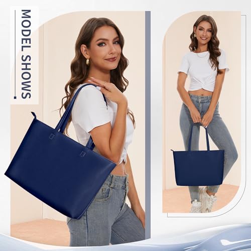 Image of KALIDI Tote Bag Zipper Shoulder Bag Faux Leather Purses Satchel for Women Casual Handbag Work Dating College