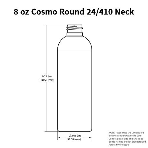 6 PCS Empty White HDPE Bottle 8 oz - Cosmo Round Plastic Bottles - 24/410 Neck White Disc Cap - 24 mm Foil Pressure Seal for Freshness and Leak Prevention - Phthalate Free Approved for Safe Cosmetics4