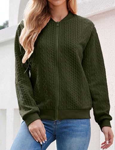 Image of Larmliss Women's Zip Up Cardigan Sweater Hoodies Long Sleeve Jacket Crewneck Casual Outerwear Spring Fall Trendy Coat Outfits