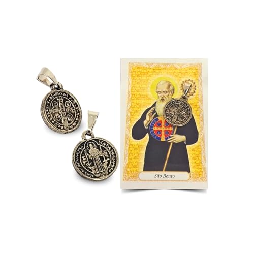 Kit 12 Medalha De São Bento Prata Pequena 1,2cm