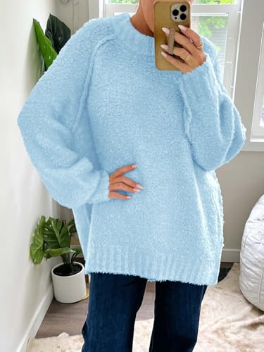 Image of Saodimallsu Womens Oversized Sweater Fuzzy Long Sleeve Casual Tunic Sweater