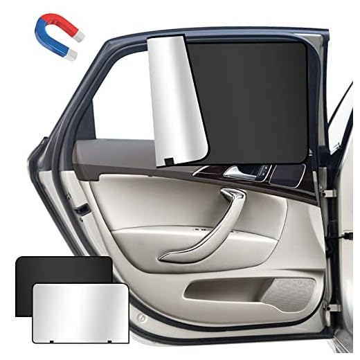 CHWNIBAY Parasol Coche Infantil Lateral para Bebe, 2 Unidades, Parasoles Magnéticos para Ventana Trasera, Protección Solar y Privacidad, 50 x 80 cm