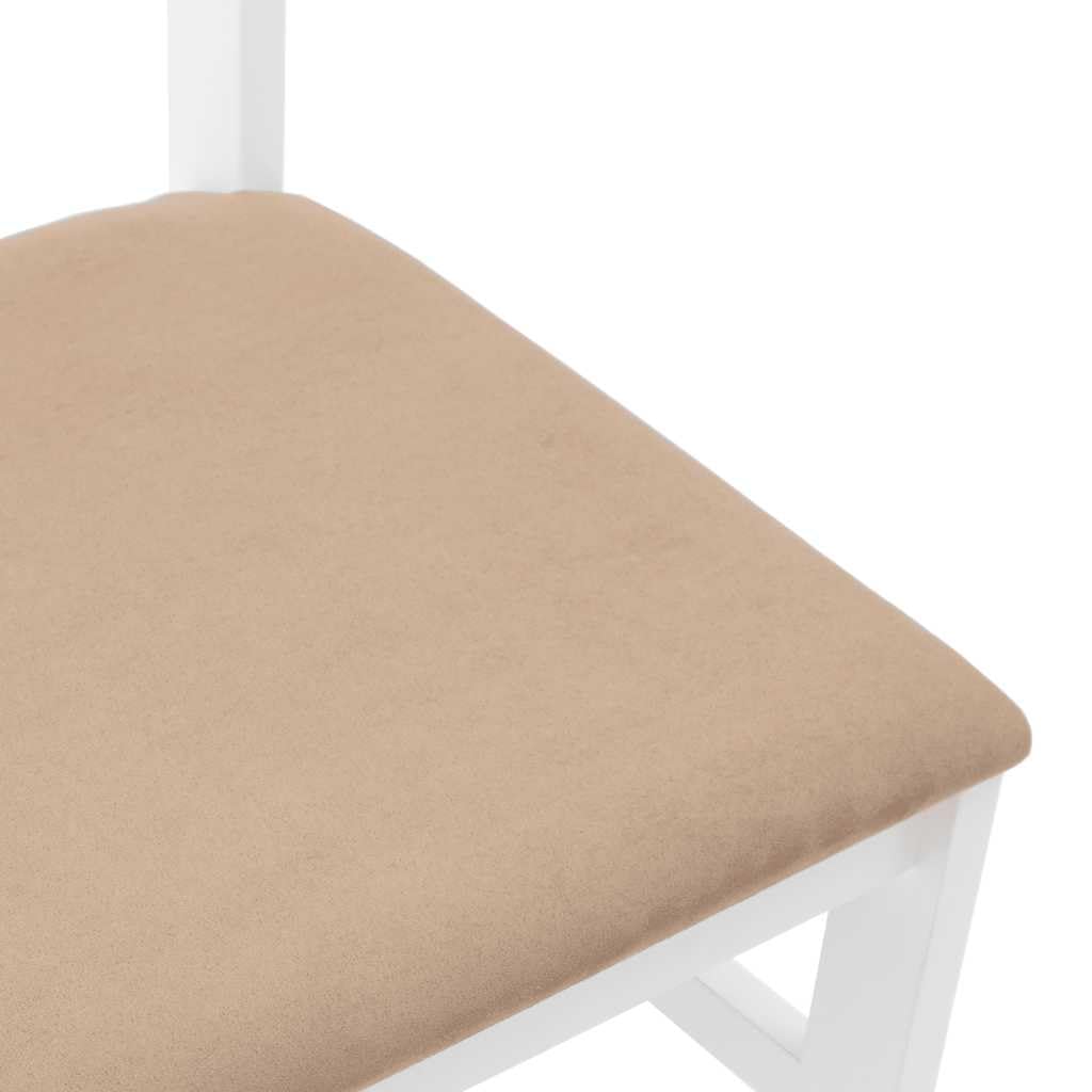vidaXL Sillas de Comedor con Cojines 2uds Madera Maciza Blanco Caucho, Silla de Comedor, Silla de Cocina, Asiento de Comedor, Silla