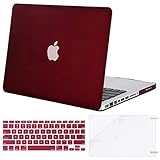 MOSISO Plastic Hard Shell Case & Keyboard Cover & Screen Protector Only Compatible Old MacBook Pro 13 Inch (Model: A1278, with CD-ROM), Release Early 2012/2011/2010/2009/2008, Marsala Red