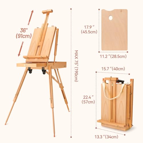 Lightwish FE-3 French Easel,Plein Air Easel,Adjustable Beechwood Easel thumb #1