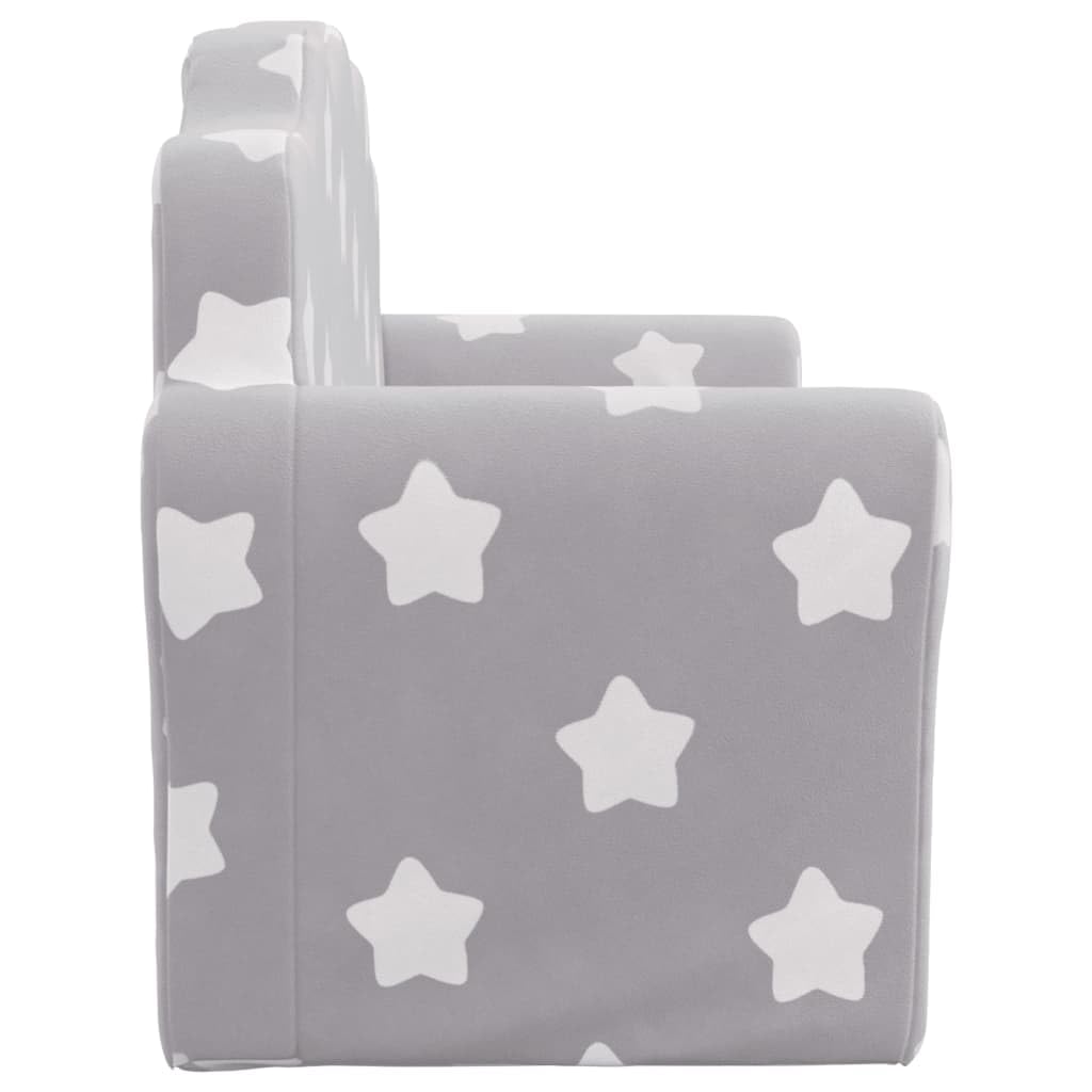 vidaXL Divano Letto Bambini a 2 Posti Grigio Chiaro con Stelle Peluche