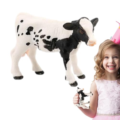 Cute Calf Statue, Realistic Holstein Cow Toys, Farm Animal Figurines Friends - Educational Learning Toy, Farm Toy, Cow For Bedroom Study Garden Decoration, Present For Over 3-Year-Old Kids - Image 6
