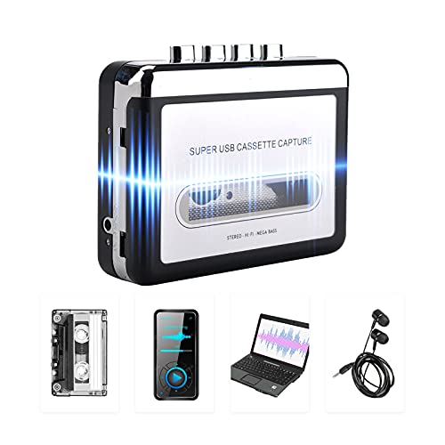 Cassette to MP3 Converter, Cassette Player from Old Tapes to MP3, Compatible with Laptops-Digital Music File on Your Audio CD or Transfer to Smart Phone, MP3, SD Card and USB Flash Drive 4-7 Days Ship Cassette to MP3 Converter, Cassette Player from Old Tapes to MP3, Compatible with Laptops-Digital Music File on Your Audio CD or Transfer to Smart Phone, MP3, SD Card and USB Flash Drive 4-7 Days Ship