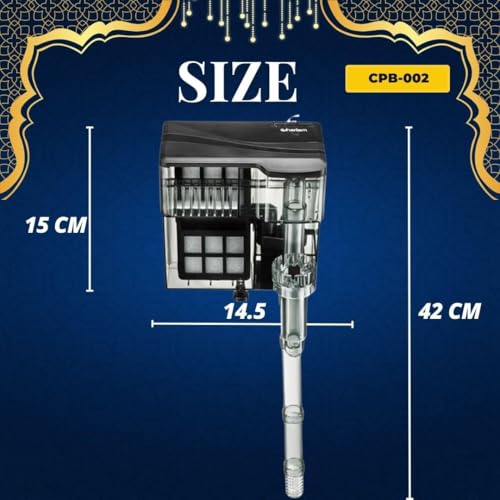 Image of Cherlam 6 Watts Ultra Quiet Premium Hang On Back Filter, Suitable For 2.5 Feet Tank For Planted Aquarium Fish Tank With Surface Skimmer By Petzlifeworld