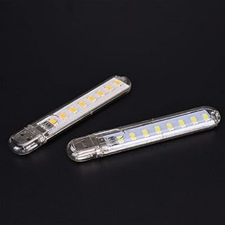 display08 Portable 8 LED Energy Saving USB Night Light Computer Notebook Lighting Lamp - White