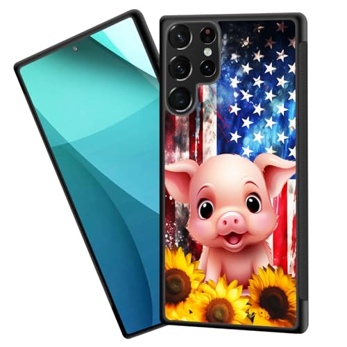 ZQLPLZR for Galaxy S25 Ultra Case,Tire Anti-Skid Edges Cute Design Shockproof Bumper Full Protection Back Cover for Samsung Galaxy S25 Ultra 6.9" 2025,American Flag Sunflower Pig - image 1