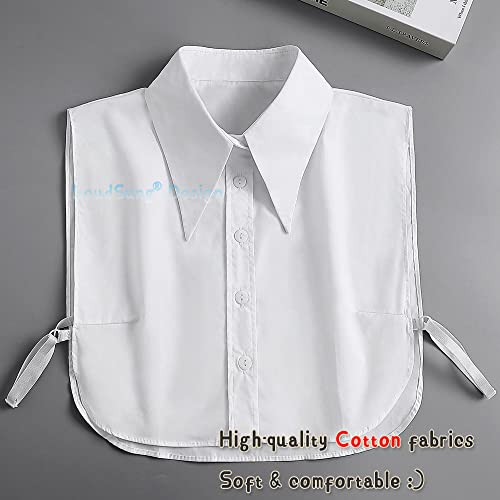 LoudSung Detachable Half Shirt Blouse False Collar Big Pointed Cotton Collar Elegant for Women Girls3