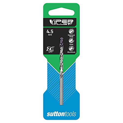 Sutton tools D184 Viper Plus DIN338 HSS TiAIN Carded Jobber Drill, 4.5 mm Thread Diameter