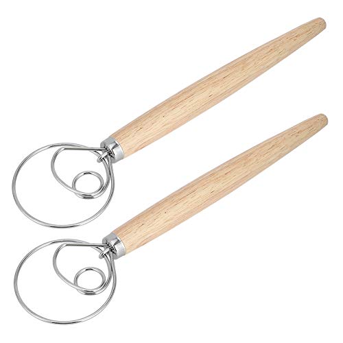 Naroote Batidora de Masa Batidora de Huevos Manual Eficiente para Pasteles Caseros para Panaderías Caseras 2 Piezas de Acero Inoxidable