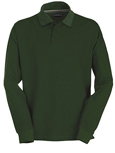 Payper Polo de manga larga para hombre, 100% algodón, 3 botones, para hombre verde S
