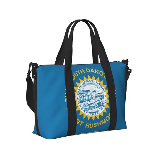South Dakota Flag Print Travel Duffle Bag,Handheld Shoulder Weekender Overnight Bag for Yoga,Gym,Travel