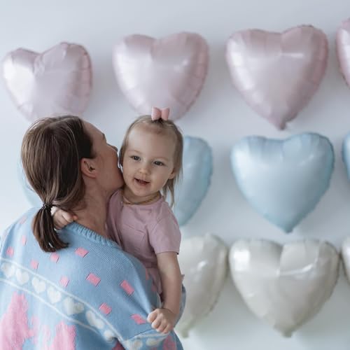 Image of Baby Blue Heart Balloon, 10PCS Blue Foil Heart Balloons, 18inch Pastel Blue Heart Shape Balloons Helium Birthday Party Decorations for Boys Girls Brithday Party, Valentines Day, Wedding, Anniversary