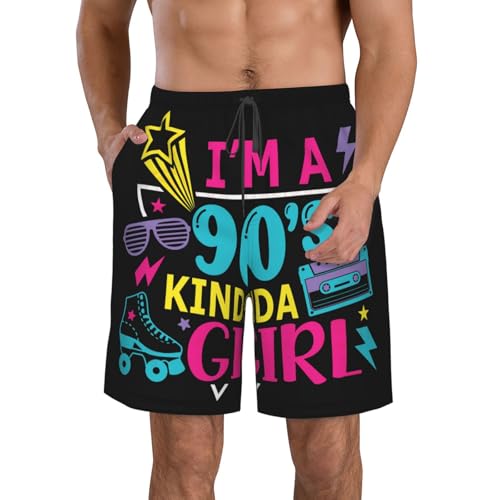 I'm A 90'S R&B Kinda Girl Boardshorts Men's Casual Bathing Suits Quick Dry Drawstring Beach Swim Shorts