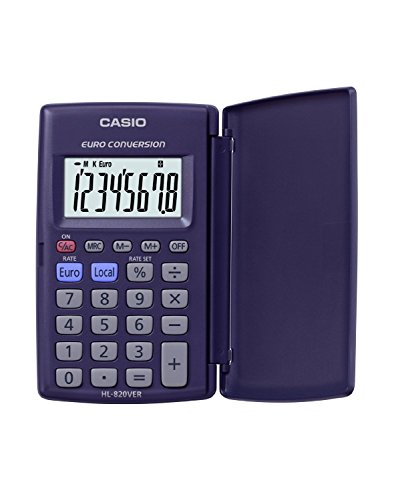 CASIO Lot de 3 Calculatrices de poche étui rigide conversion euro 8 chiffres HL820VER
