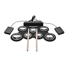 Built-in 5 drum set tones, 8 demo songs and 3 types of rhythms for easier practice. Compact size and portable roll-up electronic drum set, very convenient to carry and store. With 7 silicon drum pads including /Snare/Hi-Hat/Crash/Ride, making excelle...