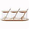 Creature Jar Sets Kruidendoos met Bamboe Deksel Glas Kruidendoos,Houten Lepel en Bamboe Lade,Set van 3 Kruiden potten…