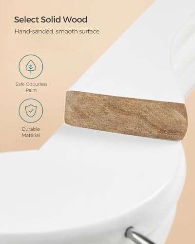 SONGMICS Wooden Hangers, Set of 20, Coat Hangers, Clothes Hangers, with Shoulder Notches, Anti-Slip Trousers Bar, 360° Swivel Hook, for Suits, Shirts, Coats, White and Silver CRW03W-20