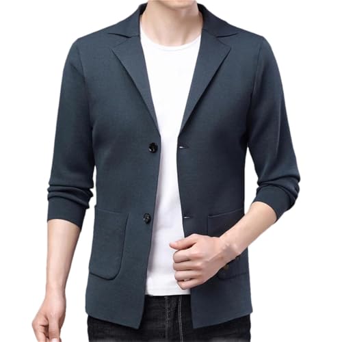 Men's Cardigan Sweater Knitted Lapel Long Sleeve Solid Color Slim Casual Outwear