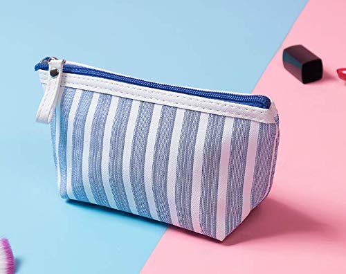 HappyDaily Pack of 4 Fashion Design Muliti-Functional Bag Makeup Bag Cosmetic Pouch Travel Toiletry Carrying Purse (Stripe(Pink/Blue/Brown/Black))3