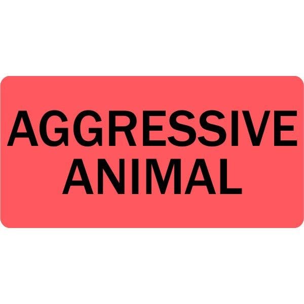 Aggressive Animal Veterinary Labels/Stickers - 2” x 1,” 500 Labels Per Roll, Red | Cage, Charts, Record Labels - Veterinary Offices/Clinics & Hospitals | LabelValue.com