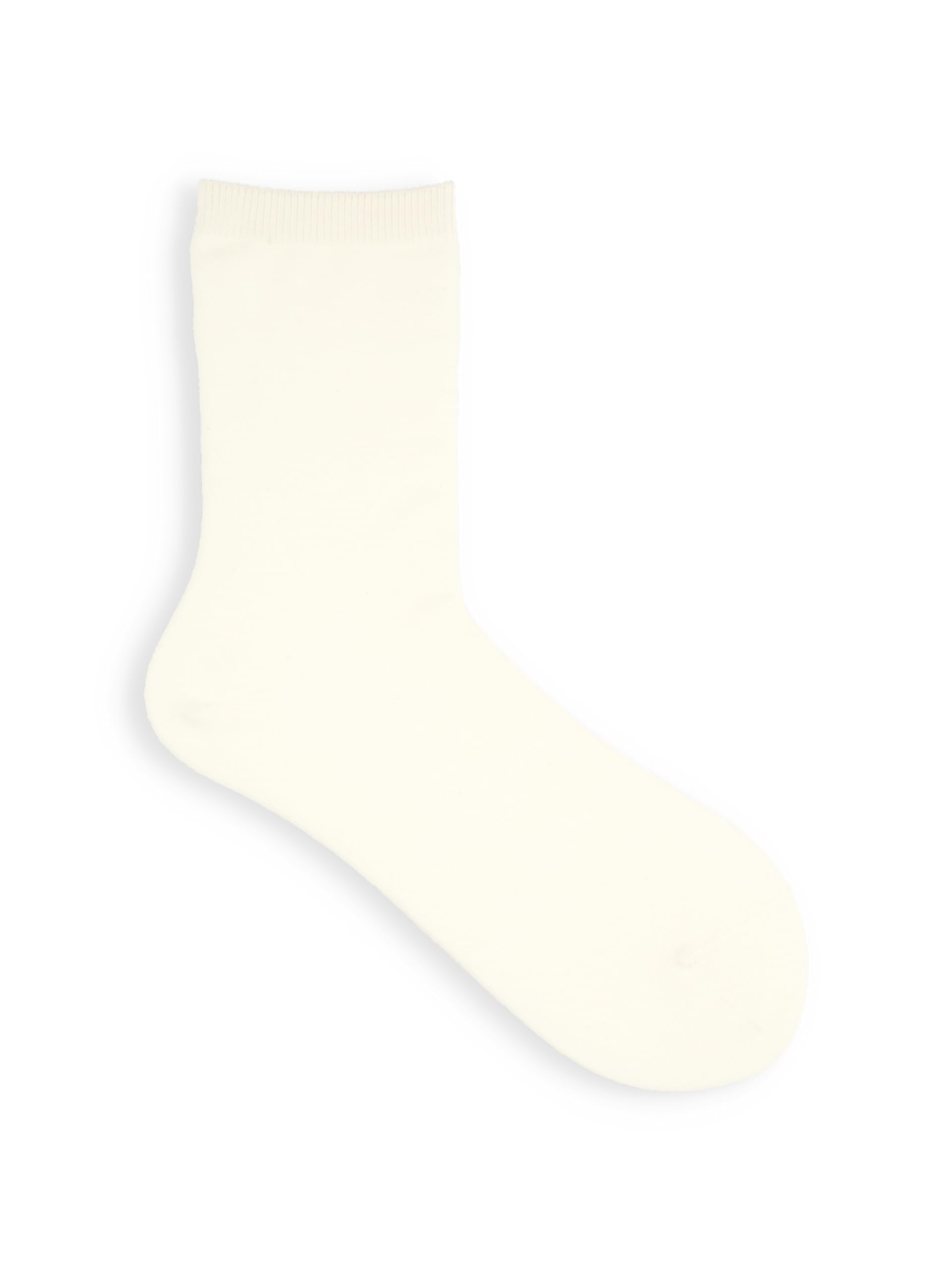 Tabio Classic Cotton Blend Plain Crew Socks Off-White Women Made in Japan