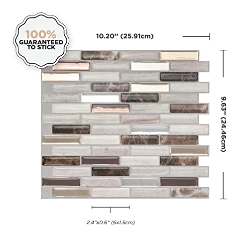Smart Tiles Peel And Stick Backsplash - 4 Sheets Of 10.20" X 9.00" - 3D Adhesive Peel And Stick Tile Backsplash For Kitchen, Bathroom, Wall Tile #TOP1