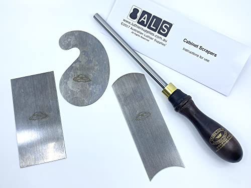 ALS Cabinet Scrapers & Burnisher Set of 4 with Instructions, for Woodwork & Guitar Making, Made in Sheffield England - Image 2