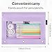 SKYDUE Pencil Pouch for 3 Ring Binder, Zipper Pencil Pouches for Girls Boys, Clear Window Pencil Case, Purple