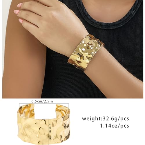Salircon 3Pcs Chunky Gold Cuff Bracelets For Women Gold Statement Bangle Bracelets Set Arm Cuff Upper Arm Punk Jewelry  thumb #6