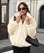 Dugcew Women's Faux Fur Lapel Fashion Short Fluffy Zip Up Jackets Fall Winter Cropped Warm Coat