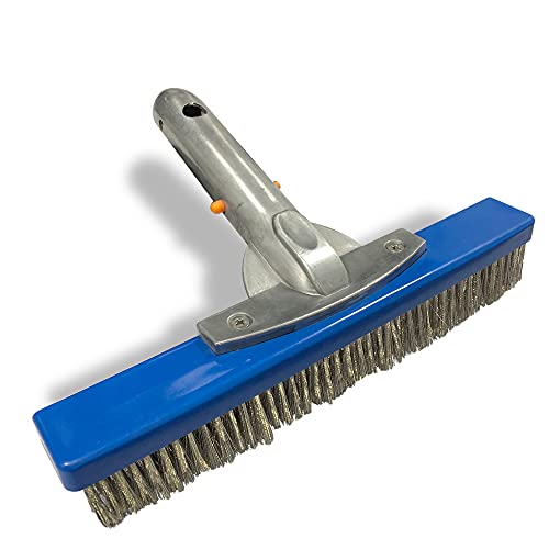 Daveyspa 10 Inch Pool Brush Heavy Duty Stainless Steel Wire Fortified Curved Edges for Pool Stubborn