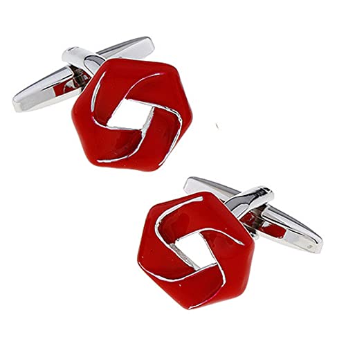 Mancuernillas para hombre pentágono rojo miniatura 4
