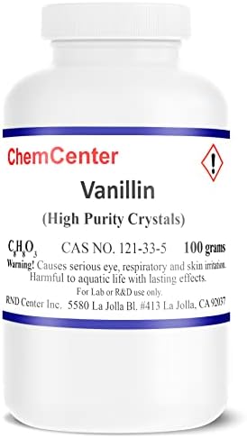 Vanillin, Crystals/Powder, 99% Minimum, 100 Grams