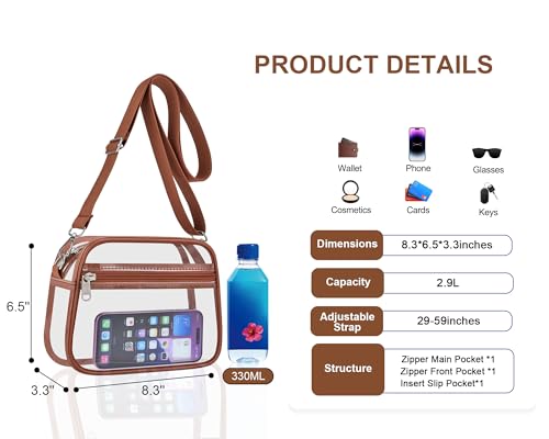 Image of Oraben Clear Bag for Stadium Events Clear Purse Stadium Bag Satchel Handbags for Sports Events Concerts Festivals | Stadium Approved