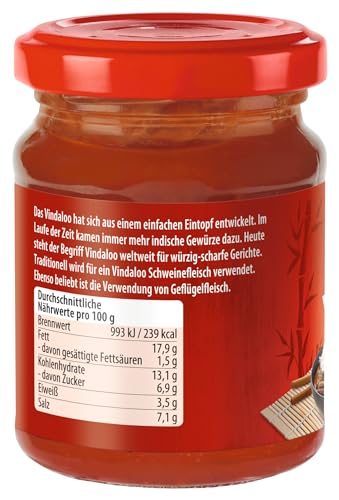 Bamboo Garden - Currypaste Vindaloo | Würzig-scharfer Geschmack für Currygerichte und zum Marinieren von Fleisch | 1 x 125 g