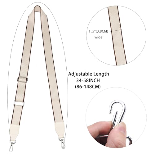 Image of Purse Straps Replacement Crossbody, Universal Wide Shoulder Strap for Bags Adjustable Straps for Handbags (Silvery Hardware)