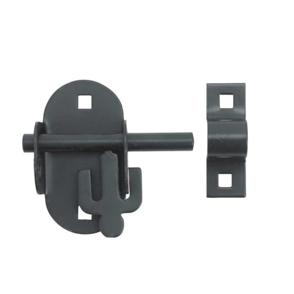Haven Heritage Black Oval Pad Bolt 4" Gate Shed Door Lock 102Mm Padbolt ( Epoxy Coating)
