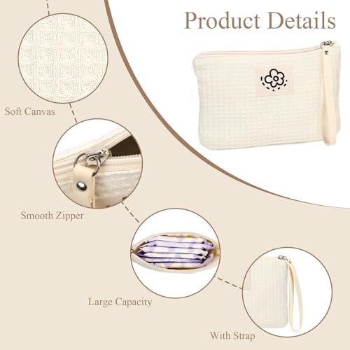 Image of Waffle Canvas Period Pouch First Period Kit Bag Small Discreet Menstrual Cup Pad Pouch Cute Sanitary Napkin Storage Bag Tampon Holder Multi-purpose Feminine Bag Green
