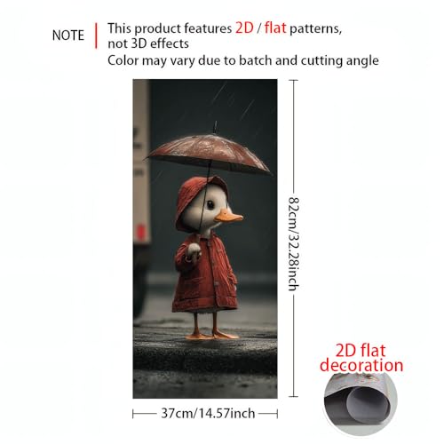 Image of 2 PC Trash Can Sticker 14.57 x 32.28 Inch Goose and Duck Design Vinyl Sticker with Floral Hat Umbrella and Meadow Path Pattern for Outdoor Garbage Bin Garden Yard Driveway Decor