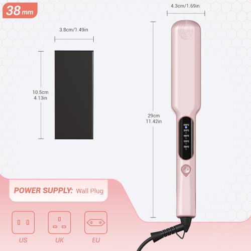 Plancha de cabello 38mm con temperatura ajustable miniatura 4