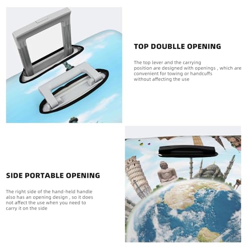 World Travel Print Luggage Cover For Suitcase,Washable Elastic Travel Suitcase Protector With Zipper Closure And Bottom Buckle – Fits 18-32" Luggage-X-Large3