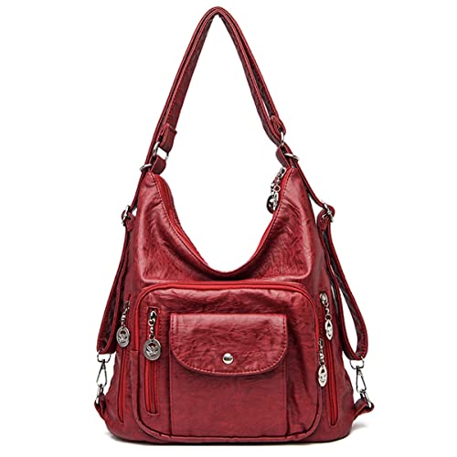 Image of Convertible Backpack Purse for Women PU Leahter Handbag Fashion Hobo Multiple Pockets Tote Satchel Shoulder Bag