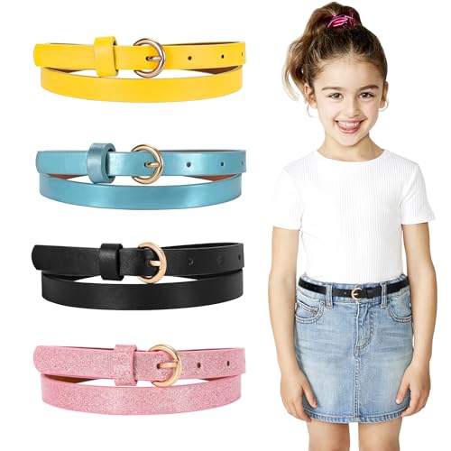 Ceinture pailletée pour filles à offrir : lot de 4 ceintures fines et colorées en cuir