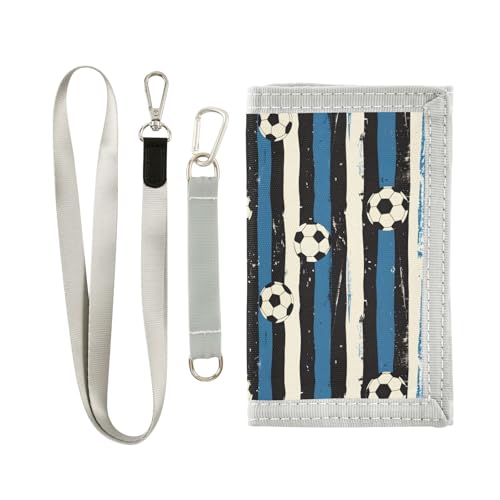 ALAZA Kids Wallets for Boys Girls Toddler Trifold Wallet Children Small Soccer Stripes with Zipper Coin Pocket